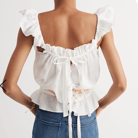 Innika Choo Gray Ruffled Embroidered Daisy Singlet Top - Picture 4 of 16